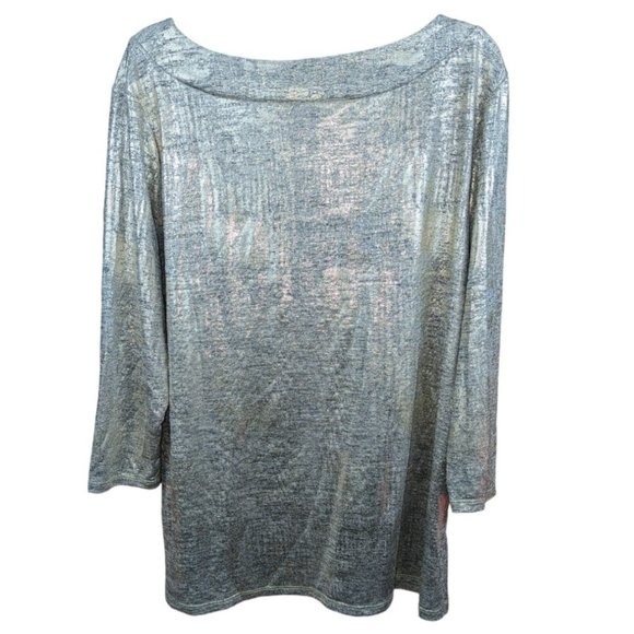 Women's New York & Company Long Sleeve Stretch Casual Blouse Open Chest Keyhole - Picture 3 of 8